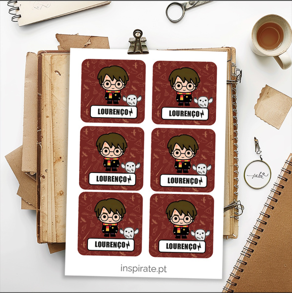 Etiqueta Autocolante Escolar Harry Potter e a Coruja