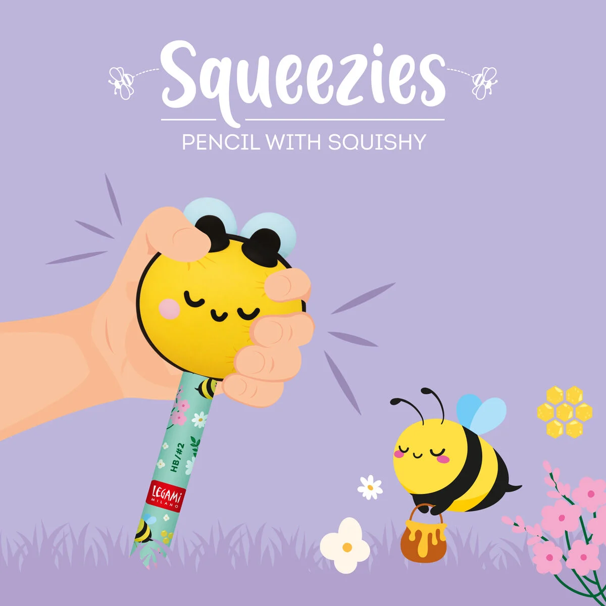 Pencil with cute bee 