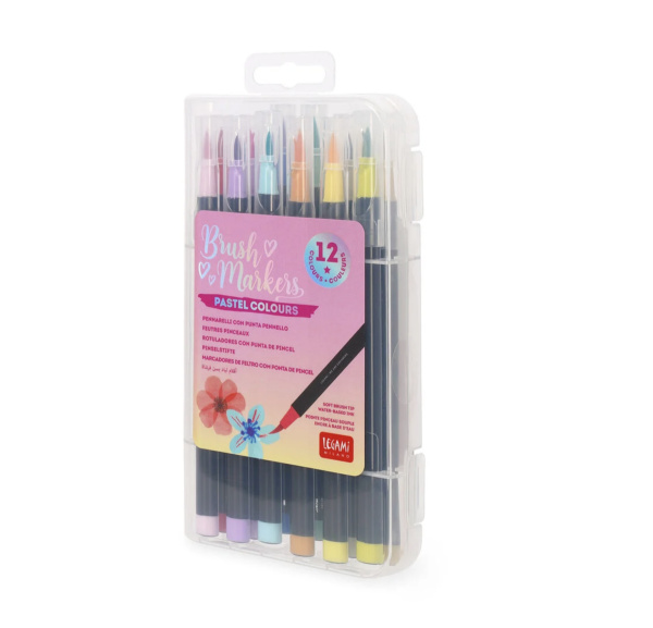Conjunto de 12 marcadores com ponta de pincel -Brush Marker 